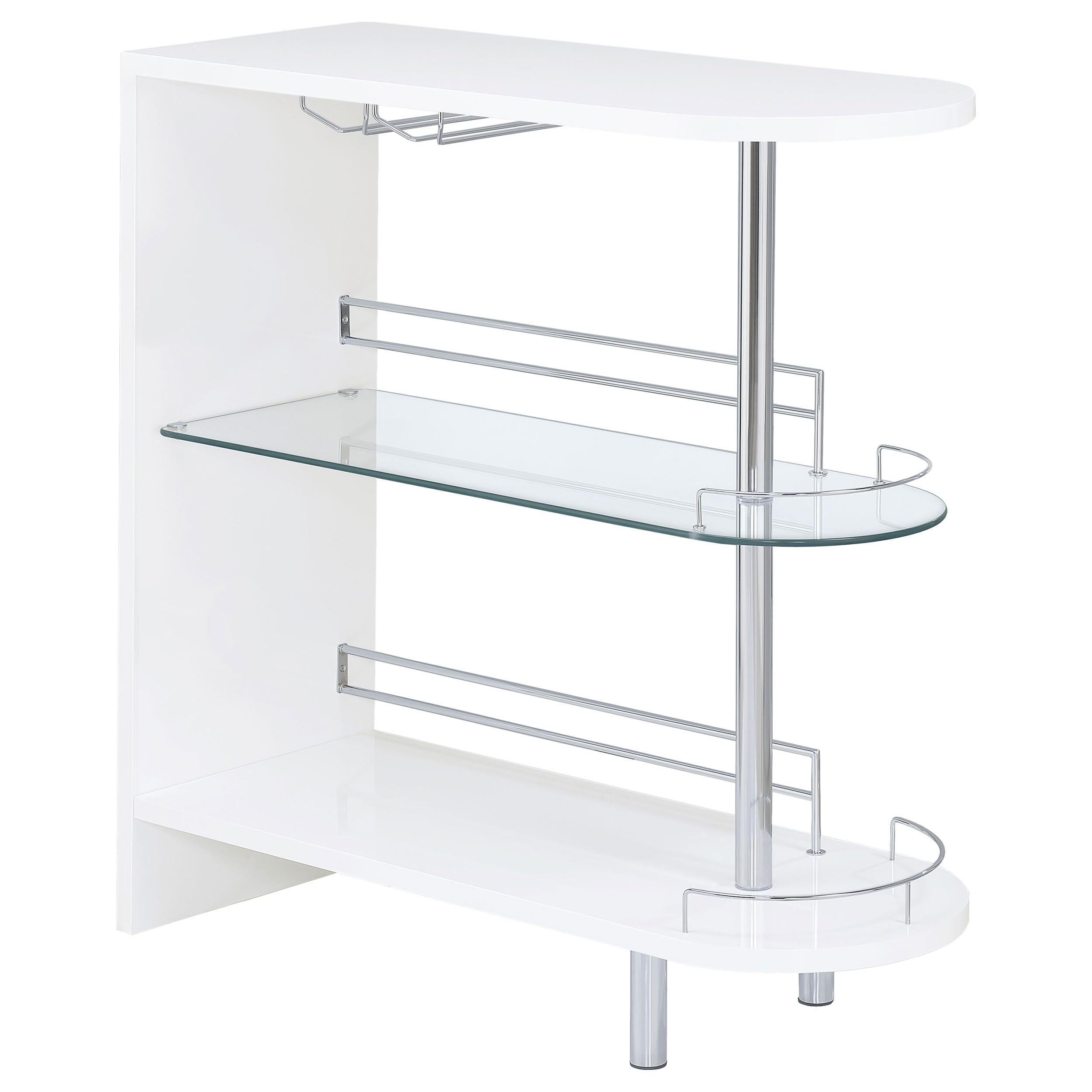 COASTER 2-holder Bar Table, Glossy White/Clear