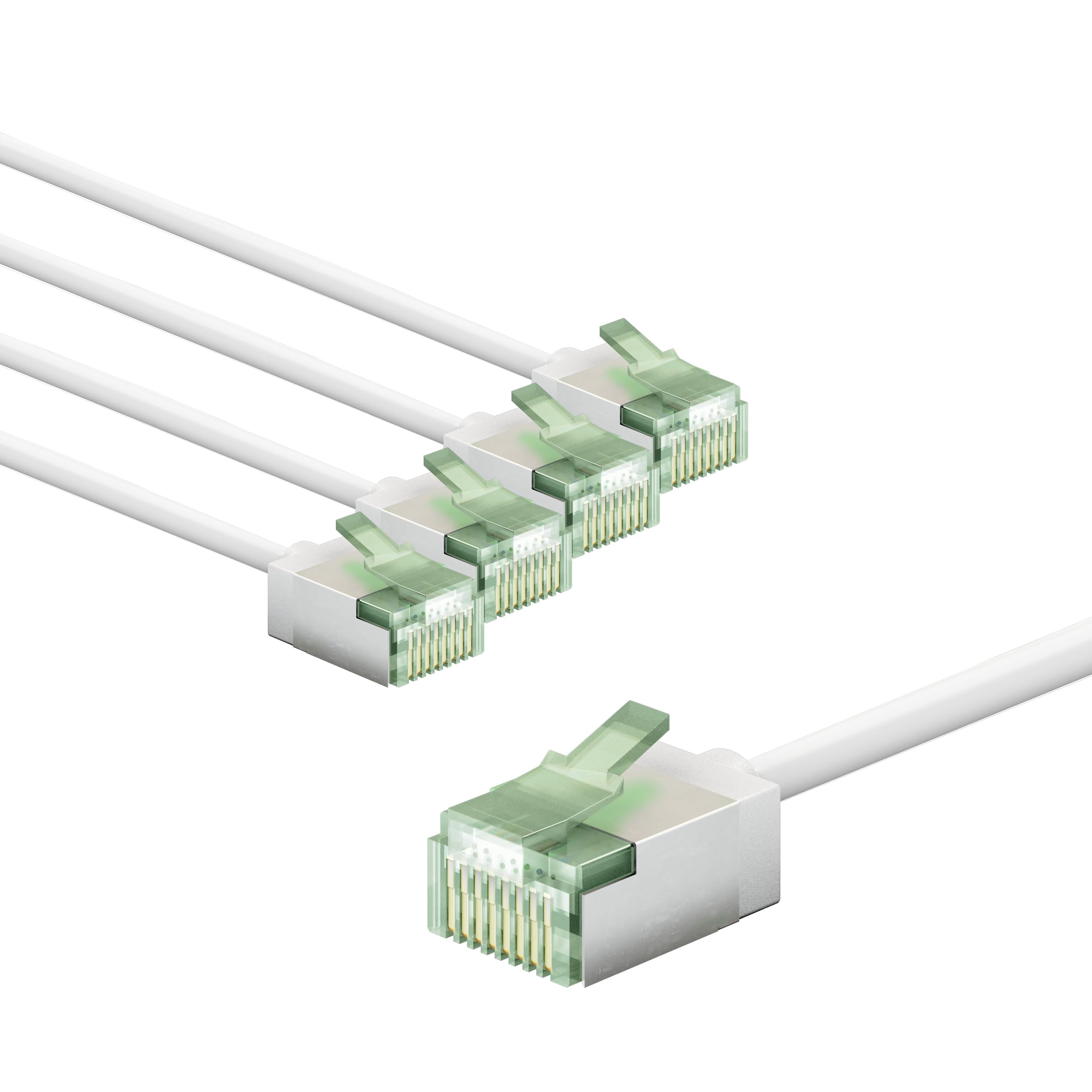 Câbles réseau goobay CAT 8.1, lot de 5 / câbles patch blindés, ultra-flexibles, câbles Ethernet U/FTP/CU, PiMF, LSZH/Cat 8.1 avec 10 Gbits/blanc / 5 x 1 m, 79466