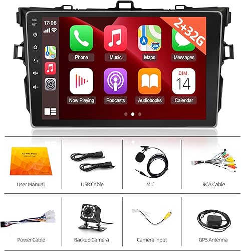 Miniatura 6 de Estéreo de coche Android para Toyota Corolla 2006 2007 2008 2009 2010 2011 2012, radio de pantalla táctil de 9 pulgadas con Carplay y Android Auto +