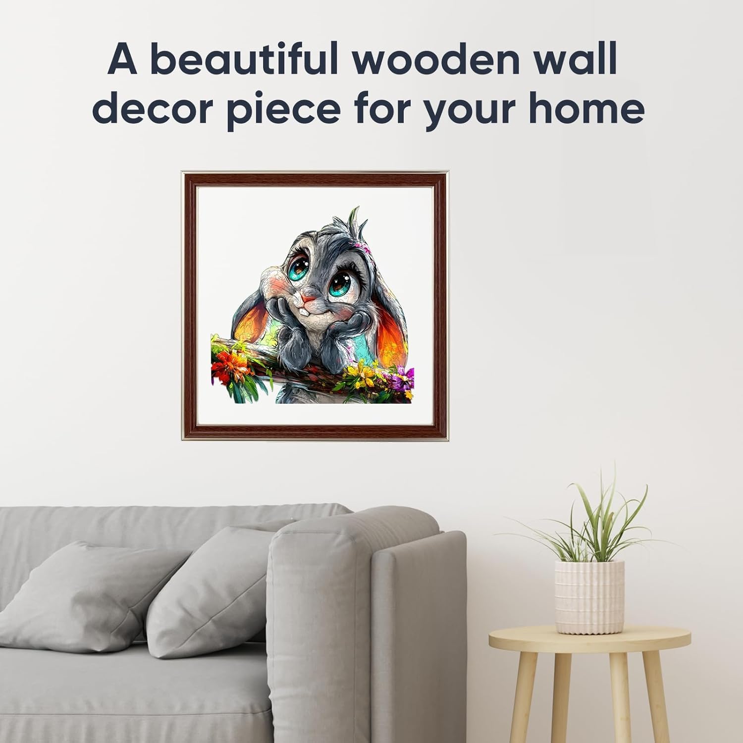 Qiuenisray Easter Wooden Puzzles for Adults, Rabbit Jigsaw Puzzles 200 Piece, FSC Certified Royal Unique Shape Animal Wood Puzzle, Creative Gift for Family Game 11.1x11.4 in