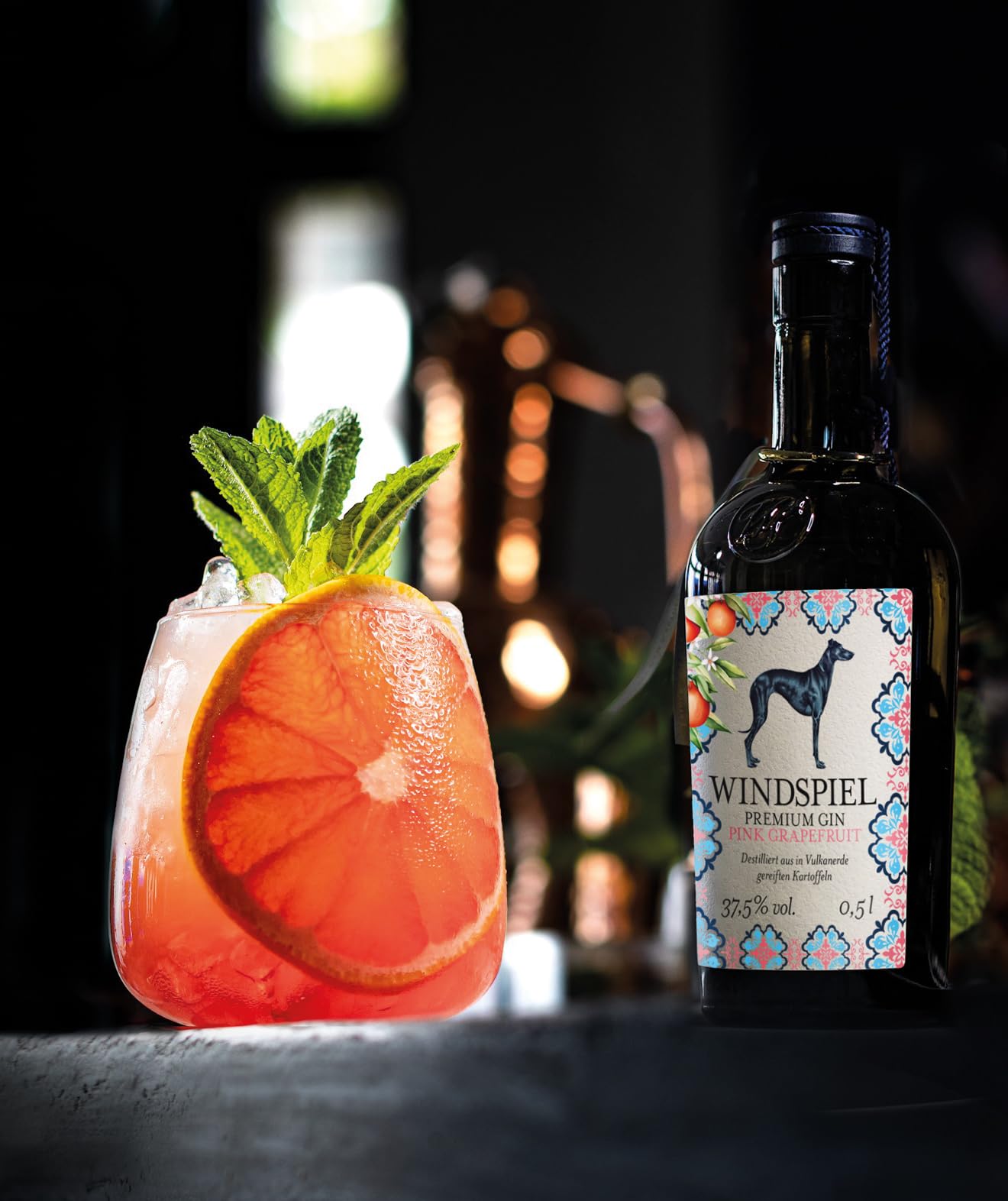 Windspiel Pink Grapefruit Gin - der Mediterrane für frische Longdrink Tonics - Feine Wacholderbeere trifft auf fruchtige Grapefruit / 37,5% vol. (1 x 0,5 l) (Packung mit 2)