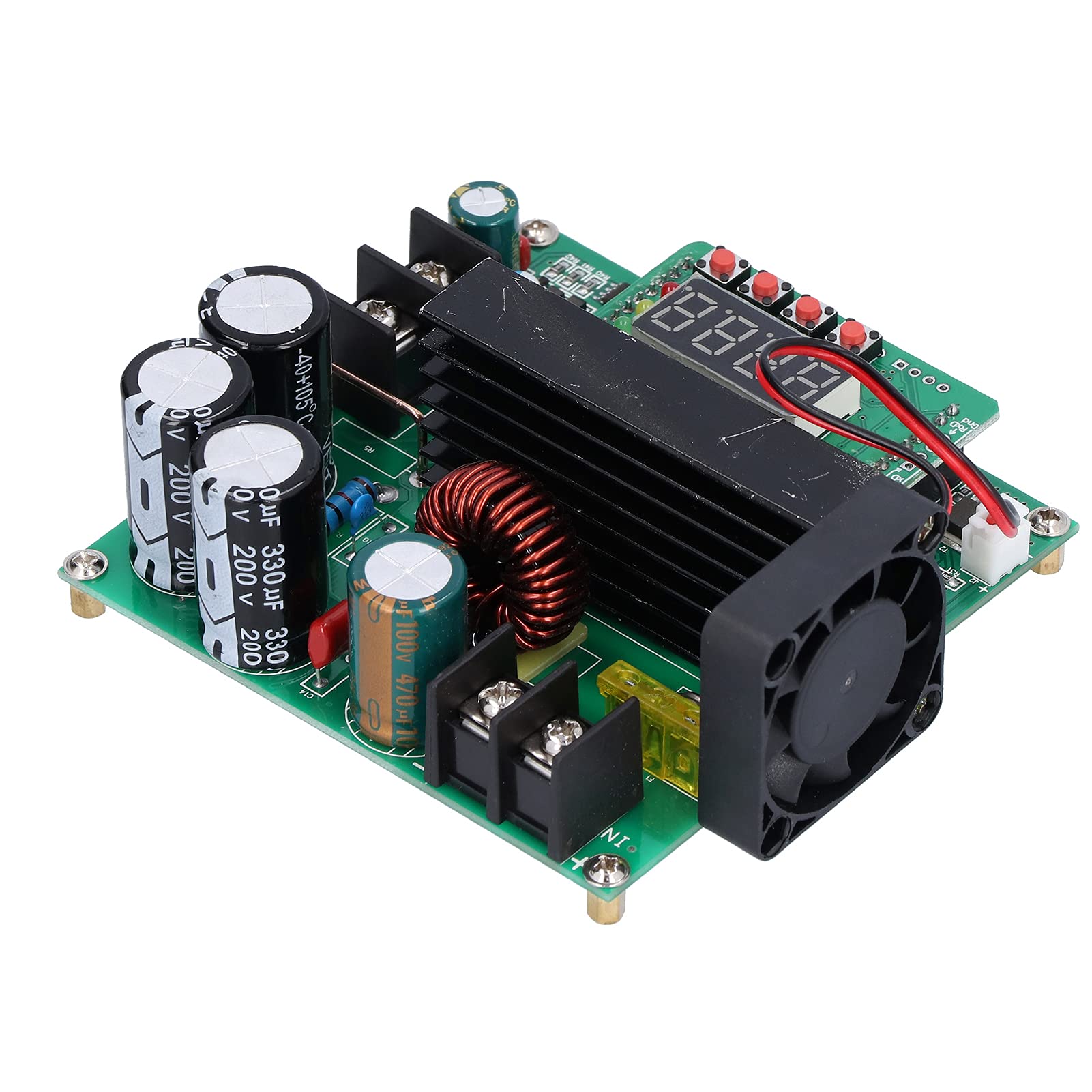 Moduł wzmacniający Wyświetlacz cyfrowy Konwerter regulatora napięcia Regulowany zasilacz z wentylatorem chłodzącym do projektów DIY dla elektroniki 110 x 96 x 46 mm