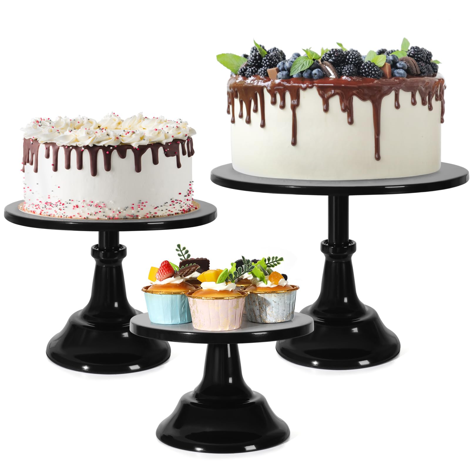 Amazon.com | saiguomi 3Pcs Cake Stand, Black Round Cupcake Stand 8/10 ...