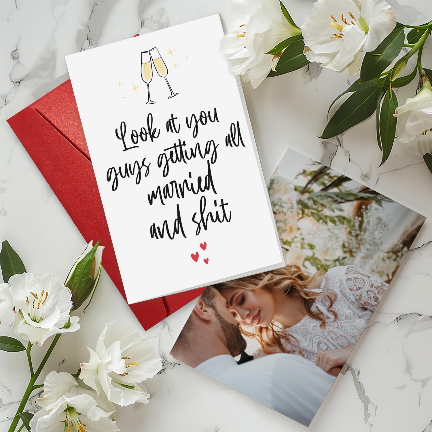 NewEleven Wedding Gifts For Couples 2025 - Funny Wedding Card For Bride And Groom, Newly Wed Gifts For Couple - Meaningful Present From Friend And Family - Greeting Card Getting All Married image 6 of 7 B0FC6DQZCQ