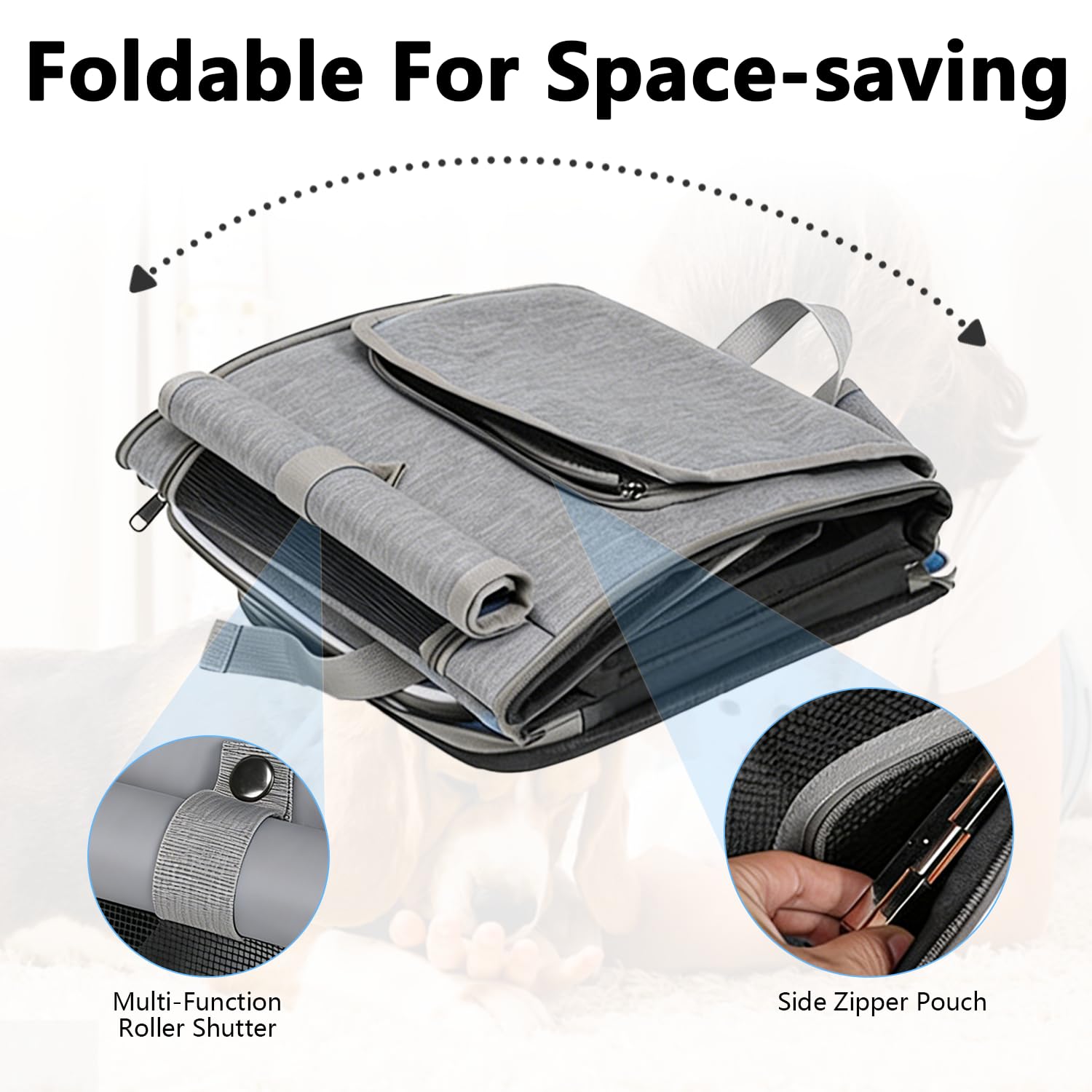 Cesta de bicicleta para perros, mochila expandible suave para transportar mascotas con 4 puertas abiertas, 4 ventanas de malla para perros pequeños, gatos y cachorros