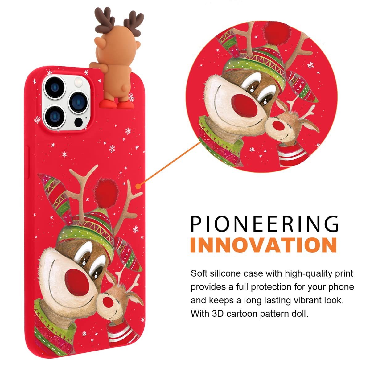 Yoedge 2 Pezzi Natale Cover per iPhone 14 Pro 6,1, Sottile Morbide