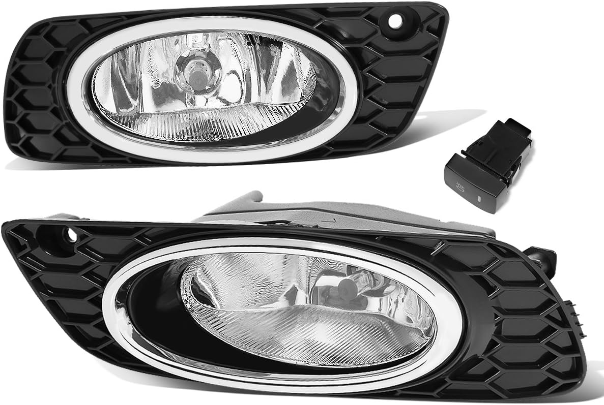 DNA MOTORING FL-ZTL-237-CH Assembly Fog Light Driver & Passenger Side Enhance visibility [Compatible with 2012 Honda Civic 4-Door Sedan]