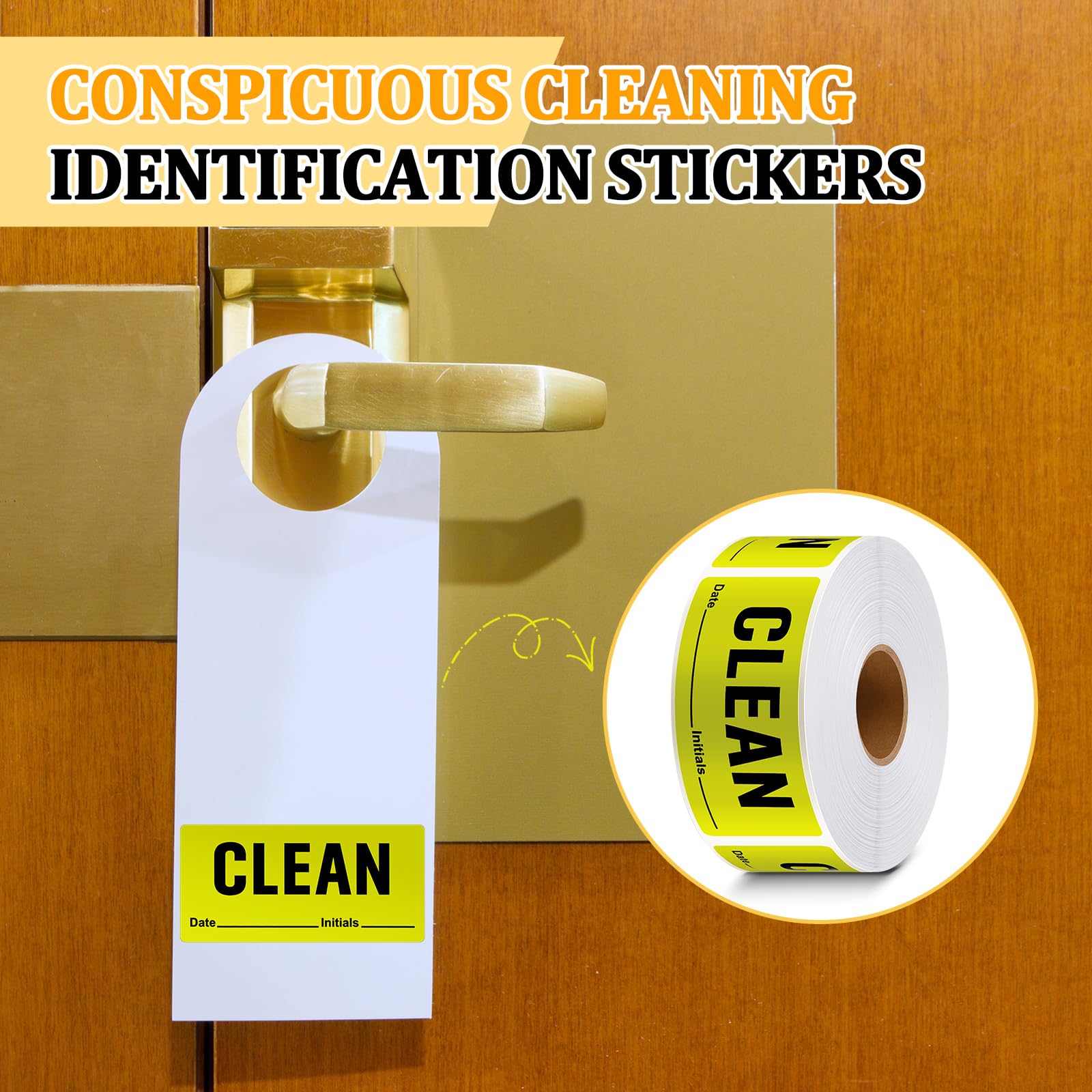 Dunzoom 2 Rolls 480 Sheets Clean Labels 4 x 2 Inch Fluorescent Green Labels Rectangular Cleaning Identification Stickers Writable Self-Adhesive Suitable for Hotels, Laboratories, Hospitals, Schools — Amazon image 4