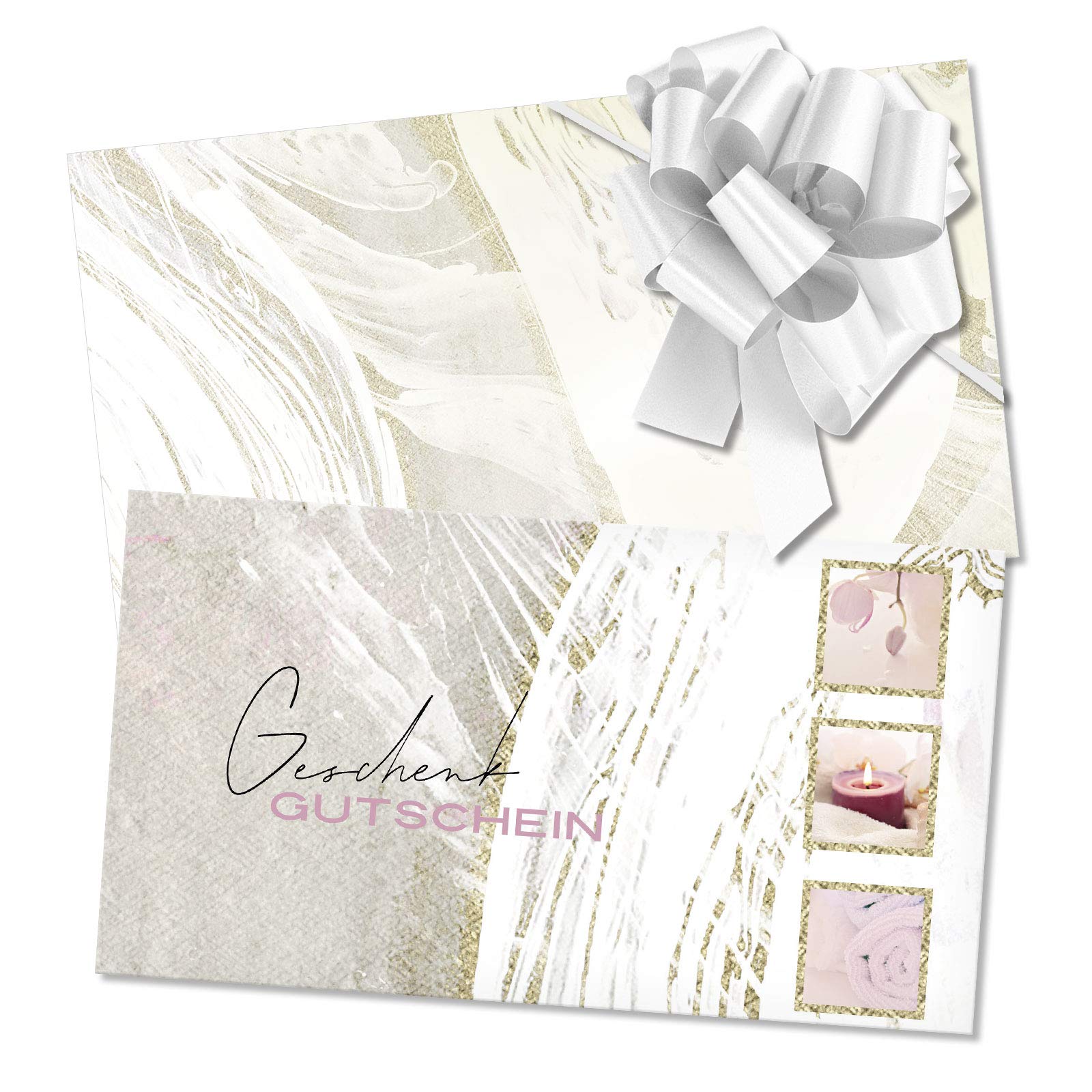 GESCHENKGUTSCHEINcom - 50 Gutscheine mit Umschlag/Schleife für Kosmetikinstitut Kosmetik Wellness - Geschenkgutschein-Vordruck blanko KS1299-2-50