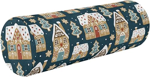 Gingerbread Houses Bolster Pillow for Legs Sleeping Neck Roll Pillows for Bed Round Pillow Forms Pillow Cylinder Shape Round Bolster Cover