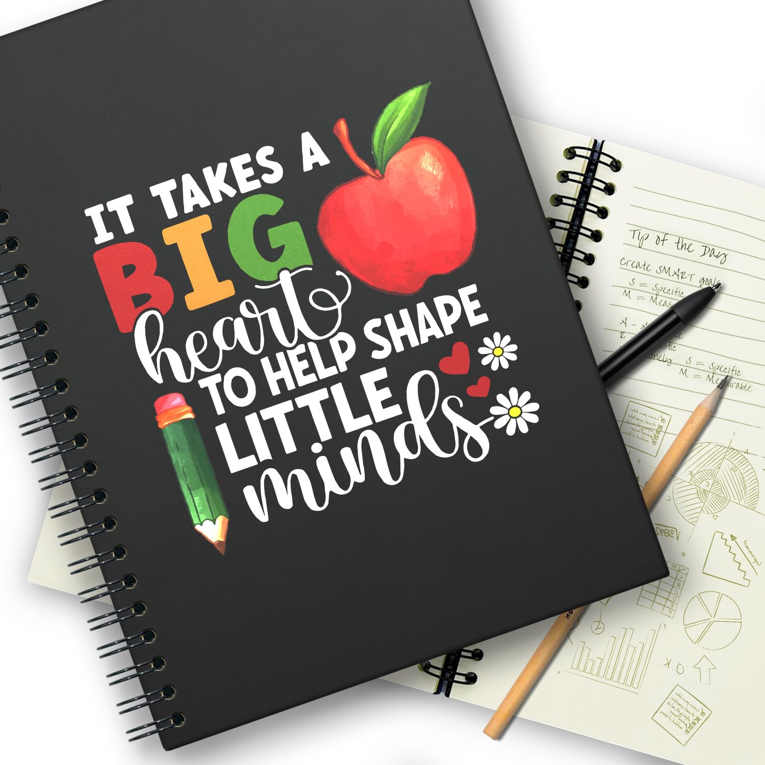 XKZGSZB It Takes A Big Heart，Funny Teacher Hardcover Spiral Notebooks With 160 Pages，blankbook，Gift For Teacher, Childminder and Teaching Assistant，Thank You Gifts for Teacher,Teacher Office Supplies