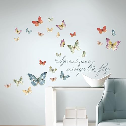 Miniatura 2 de RoomMates RMK3263SCS Lisa Audit Calcomanías de pared con cita de mariposa para despegar y pegar