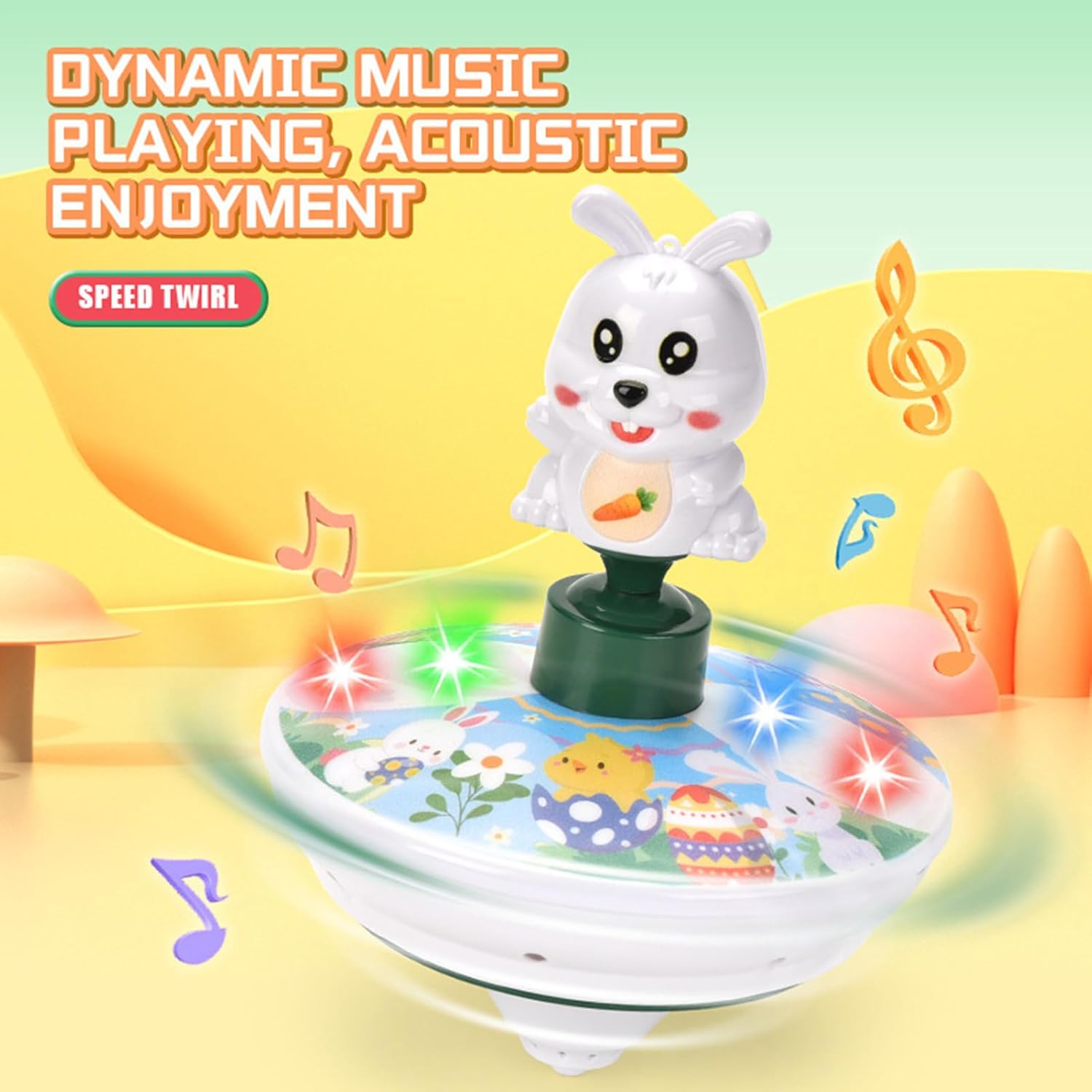 Rotating Musical Toys - Cartoon Rabbit Learning, Electric Light with Fun Music Design, Kids Toy with Style, Boys Girls for Home School, Musical Toy for Travel Birthday Holiday Party Play