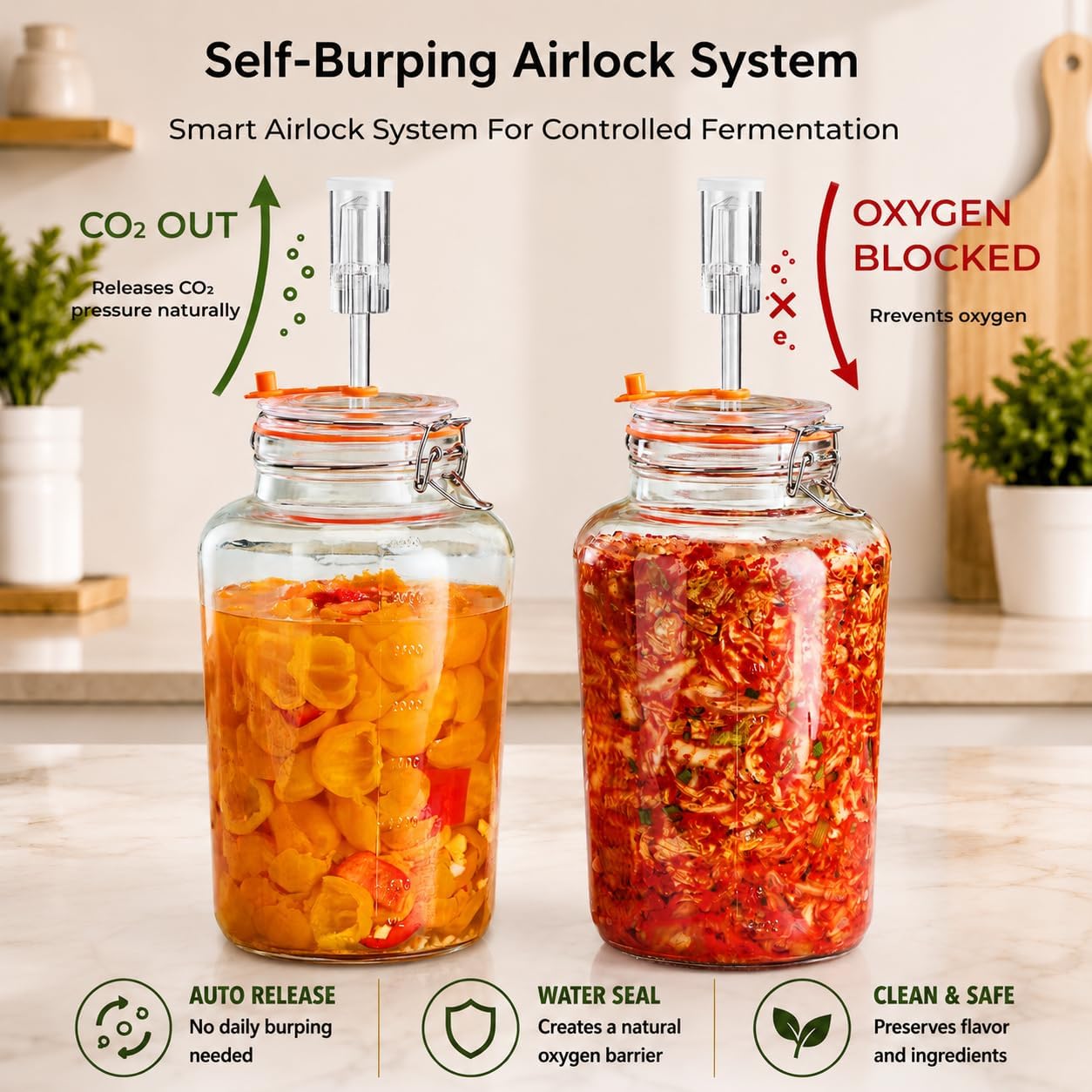 1 Gallon Fermentation Jars with Airlocks & Glass Weights, 2-Pack image 4