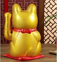Vista 3 de Figura de Maneki Neko de porcelana con brazo agitado de gato de la suerte de 7 pulgadas