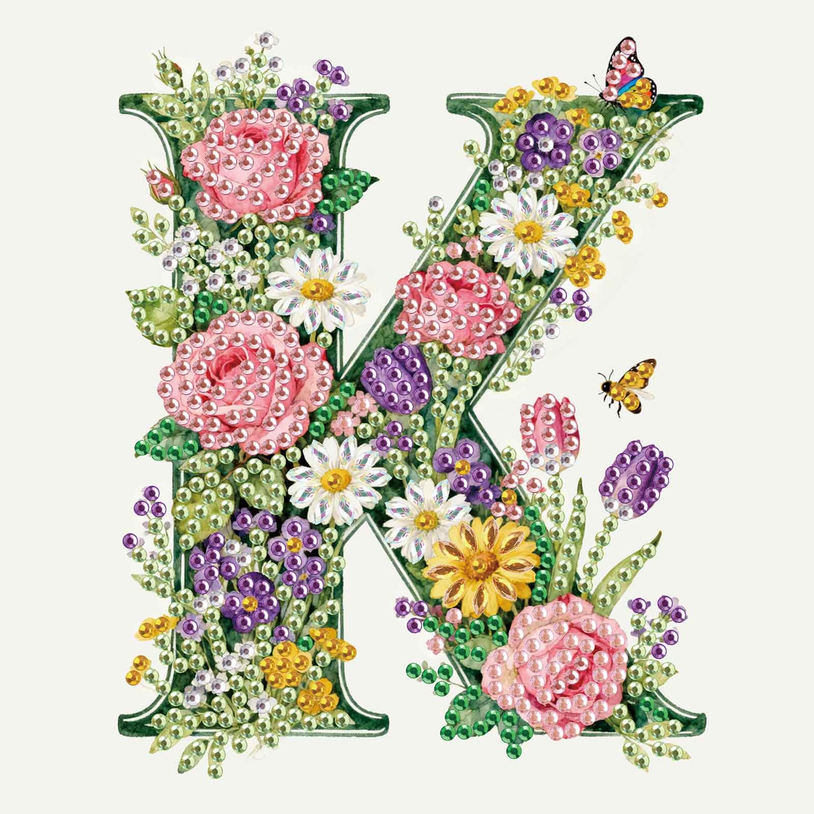 5D Diamond Art Kits - Floral Alphabet Designs -10