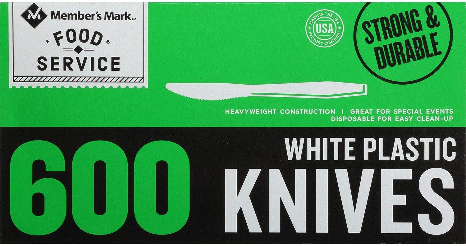 Member's Mark Plastic Knives, Heavyweight, White (600 Count)