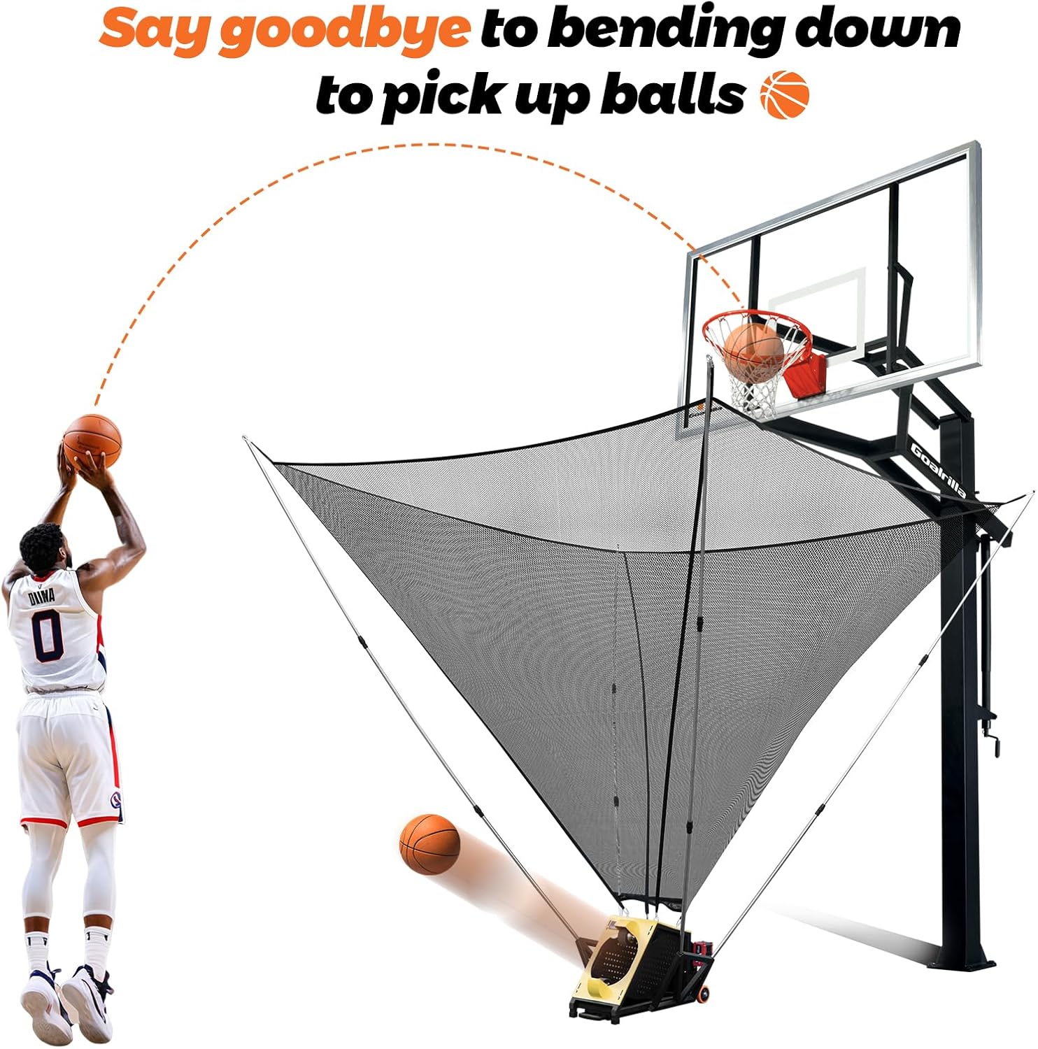 Efficraft Automatic Basketball Shooting Machine, Dual - Power Rechargeable/Plug - in Shooting Trainer, 2-in-1 Electric Basketball Rebounder Machine