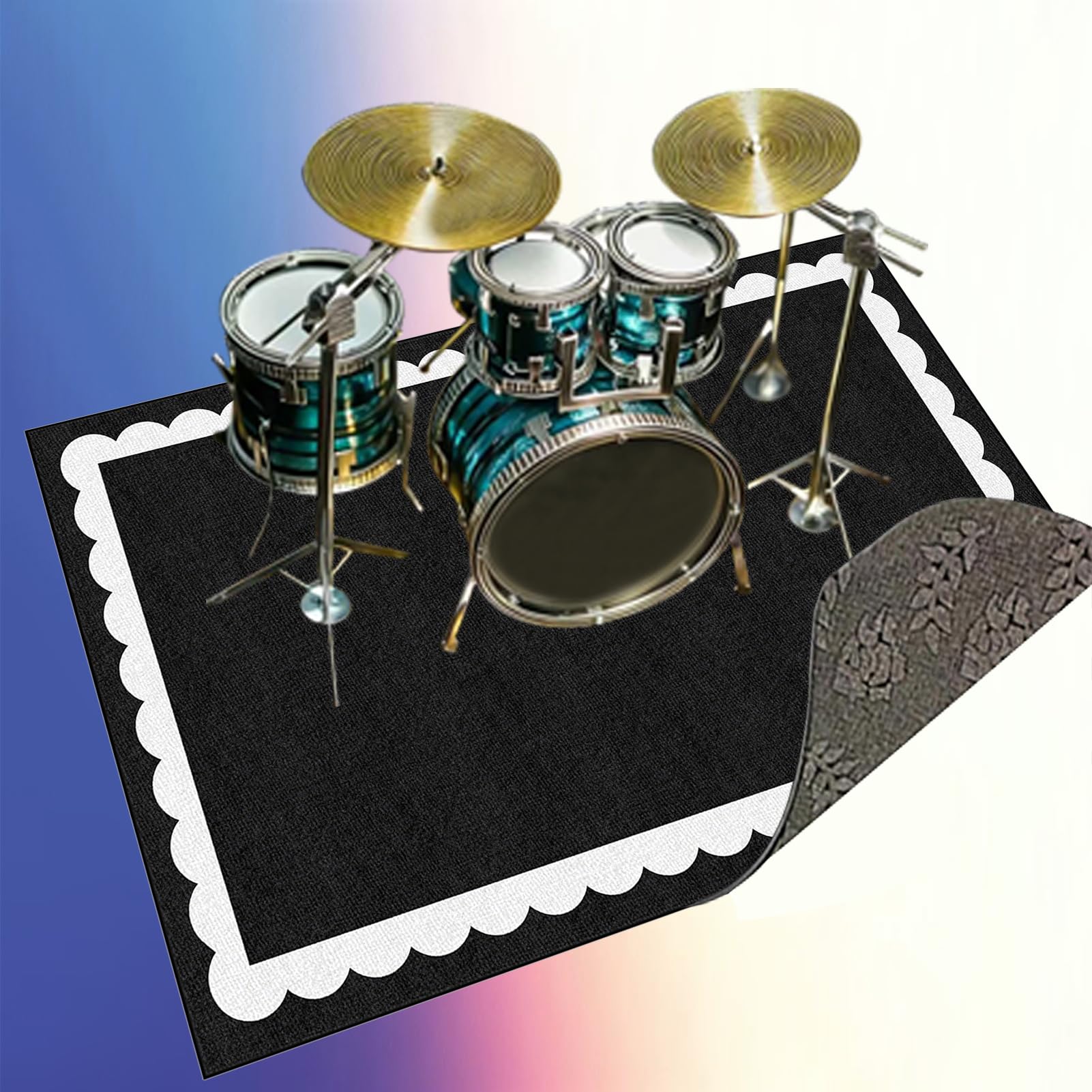 200 x 180 cm Schlagzeug Teppich Schlagzeugteppich Schallschutz Teppich Schallschutzmatte Drum Rug Drum Matte Trommelteppich Quadratische rutschfeste Trommel Teppiche für Bass Drum Snare Drum Teppich