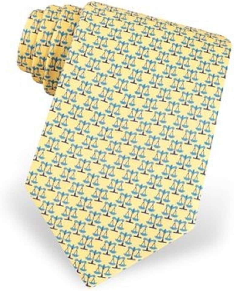 Alynn 100% Silk Yellow Legal Scales of Justice Lawyer Neck Tie Necktie Neckwear