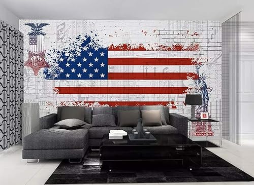 Miniatura 3 de Murwall City Wallpaper USA Flag Wall Mural New York City Wall Decor Statue of Liberty Wall Art Modern Country Home Decor Cafe Design