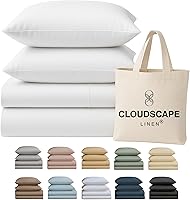 Vista 46 de Cloud Scape Linen - Juego de sábanas de 100% algodón egipcio, tamaño individual, juego de ropa de cama de lujo de 3 piezas, 400 hilos, calidad