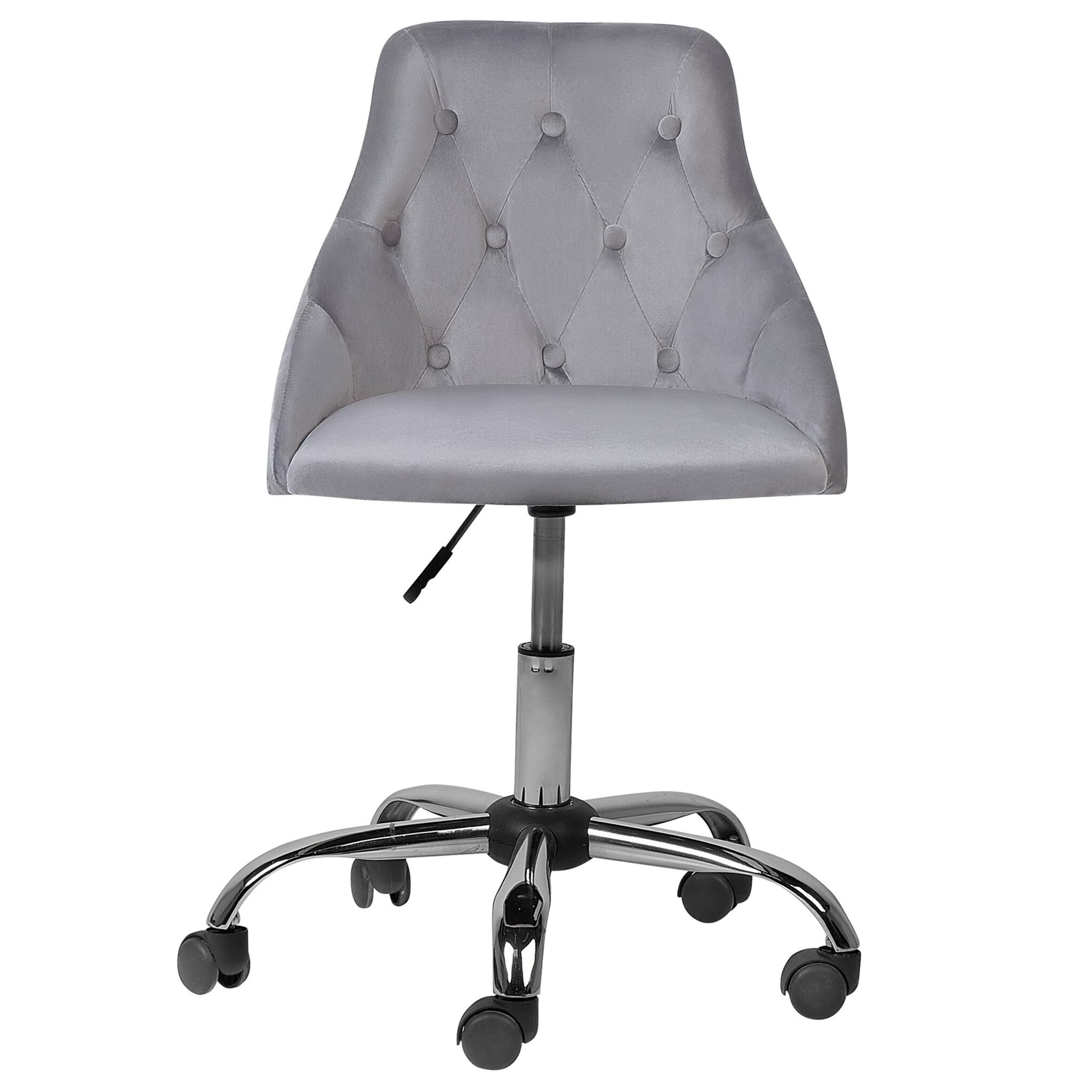 Beliani Silla de Oficina Giratoria Ajustable Parrish Gris Negro Plateado