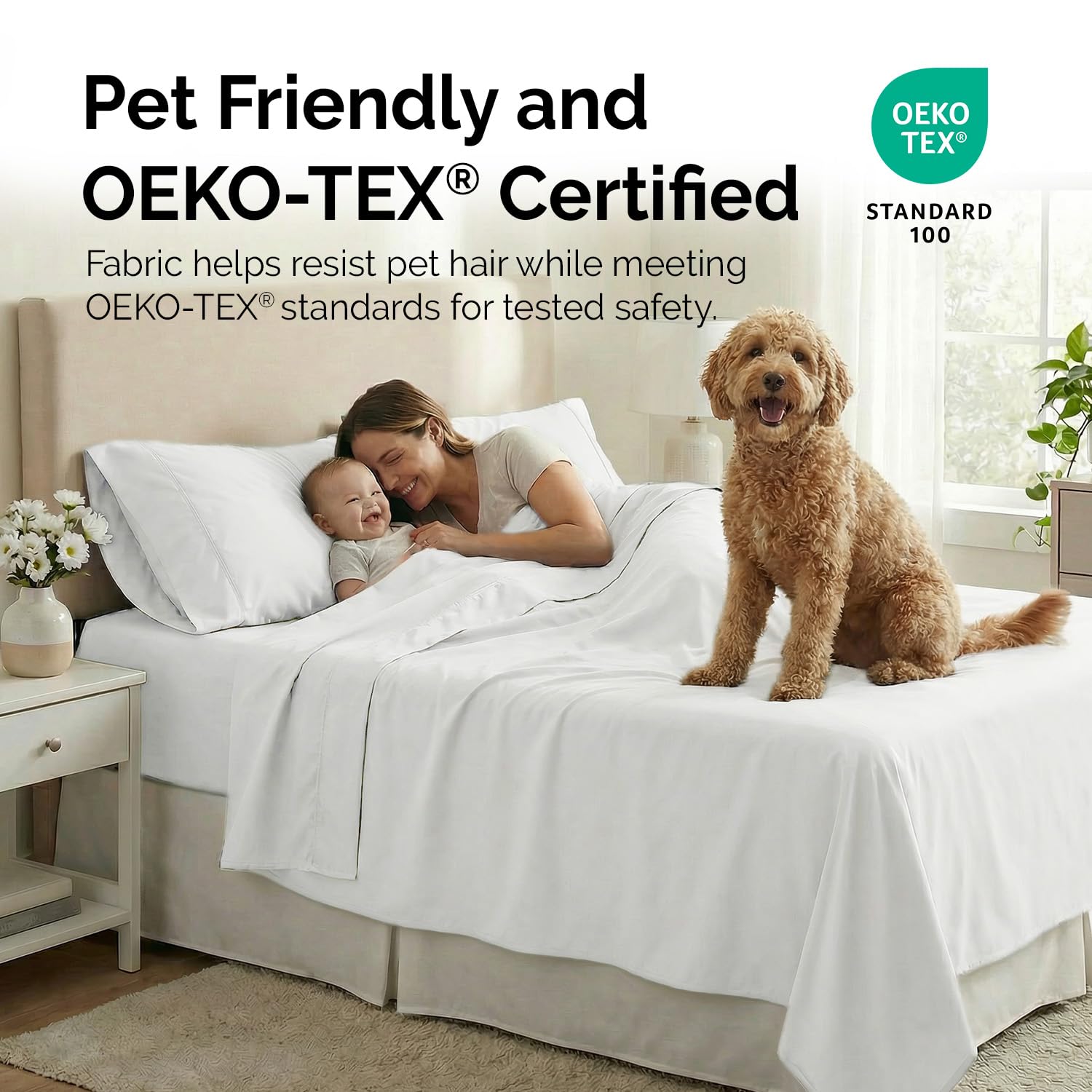Southshore Fine Living, Inc. 6-teiliges weißes Bettlaken-Set für Queen-Size-Betten, 53,3 cm tiefes Spannbettlaken mit tiefen Taschen, übergroßes Bettlaken, 4 Standard-Kissenbezüge, Weiß