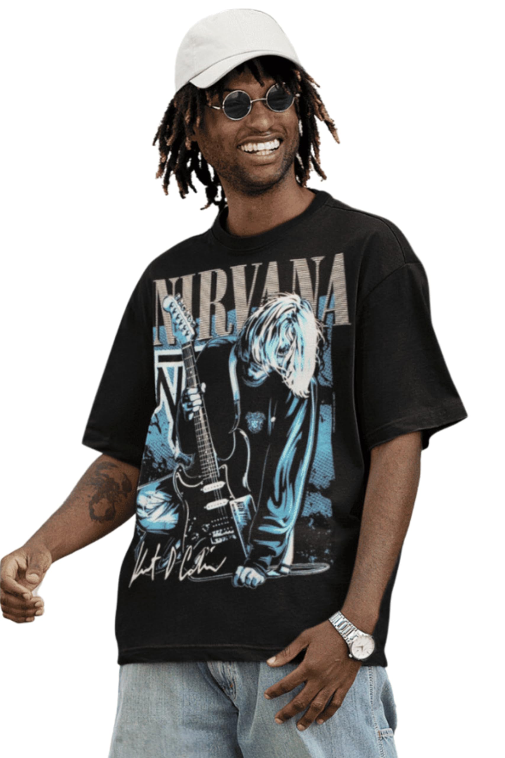Buy CAPTCHA Men's Oversized Tshirt in Black Color - Nirvana (Small