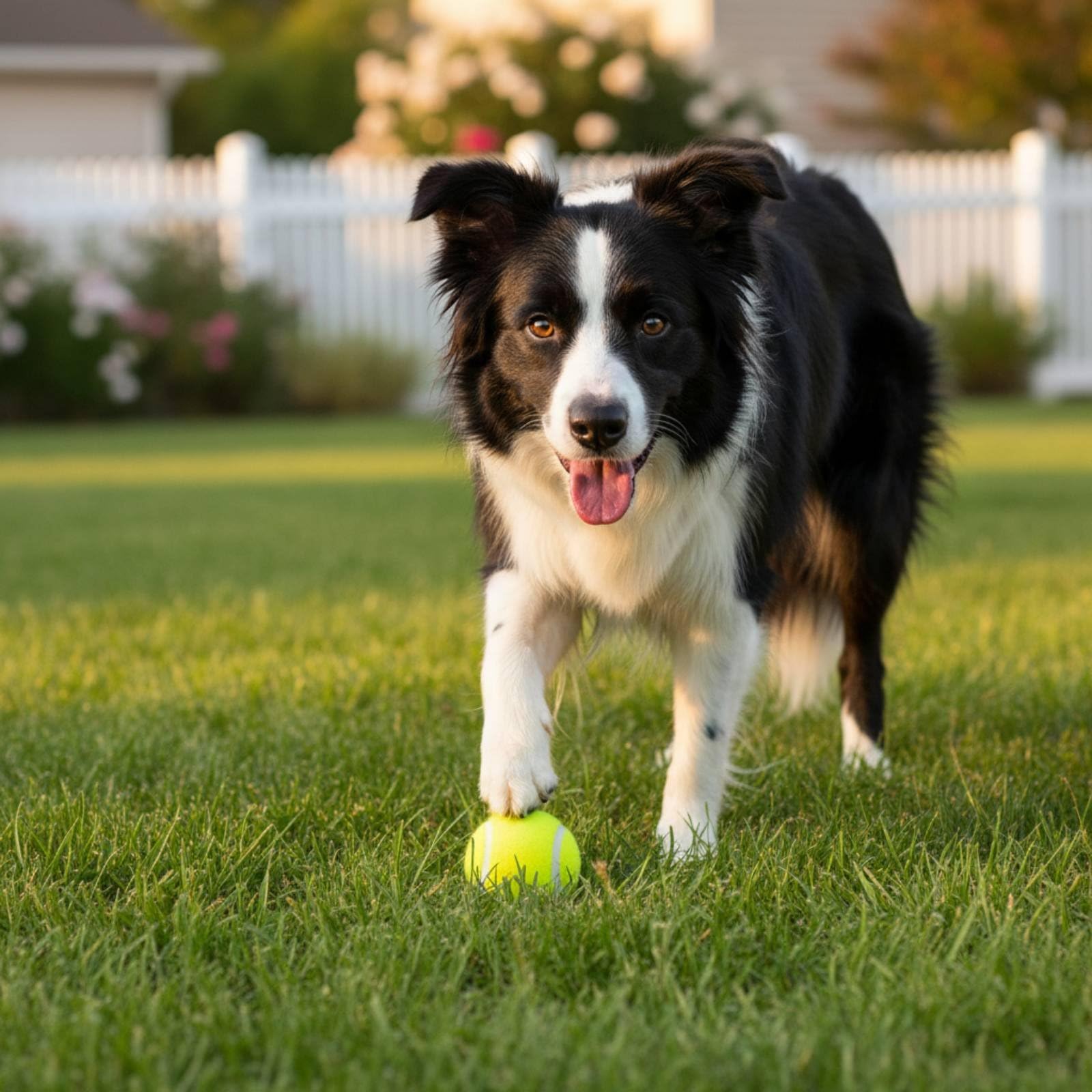 Lanceur de Balle Réglable Balle pour Chien Jouet Canin Accessoire d'Entraînement Jeu de Rapport en Caoutchouc Dense Texture Feutrée Visibilité Accrue, Diamètre 5 Cm