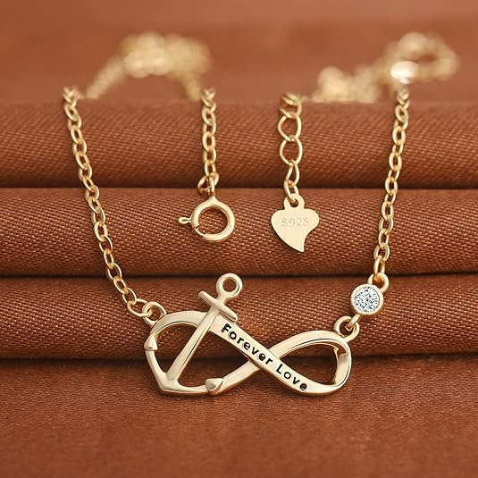 MicLee Collana di simbolo dell'infinito con zirconi da donna ragazza collane ciondolo con gatto creative in argento 925 gioielli di moda, Argento
