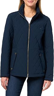 Tommy Hilfiger Womens Brass Hardware Transitional Barn Jacket Quilted Coat