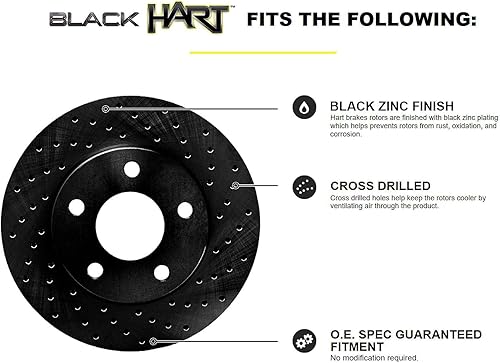 Miniatura 3 de Hart Brakes Kit de frenos y rotores traseros delanteros Pastillas de freno delanteras y traseras Rotores y pastillas de freno Pastillas de freno y