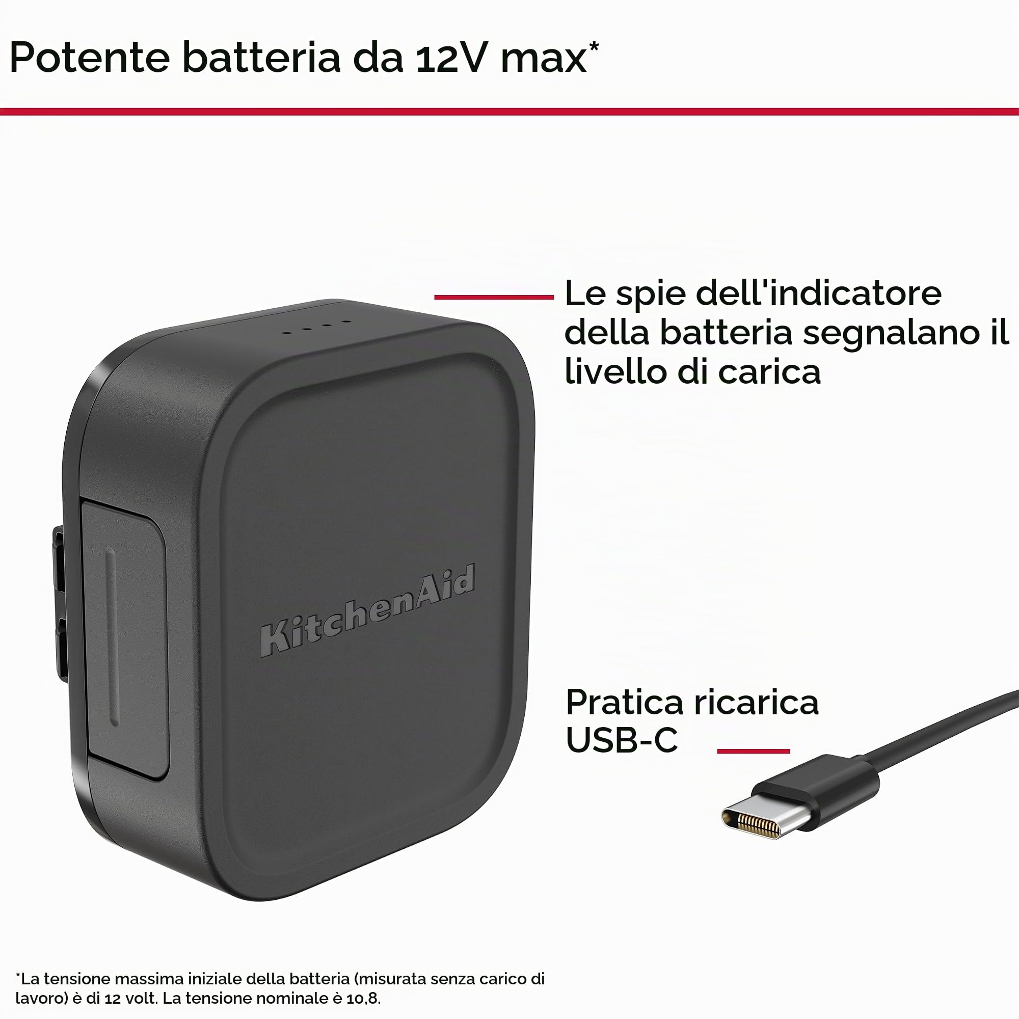 KitchenAid Go™ KRB12 - Batteria agli ioni di litio senza fili, 12 V MAX