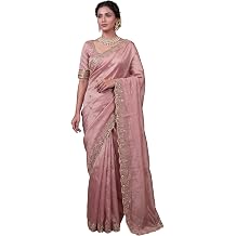 TRENDMALLS Women's Art Silk Beads Embroidery With Sequence Work Saree with Unstitch Blouse Piece For Women