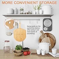 Vista 7 de Cáscara de pizza de bambú, 18.5 x 12.2 pulgadas con tabla de cortar de pizza de 12 pulgadas, espátula de paleta de pizza con 8 ranuras