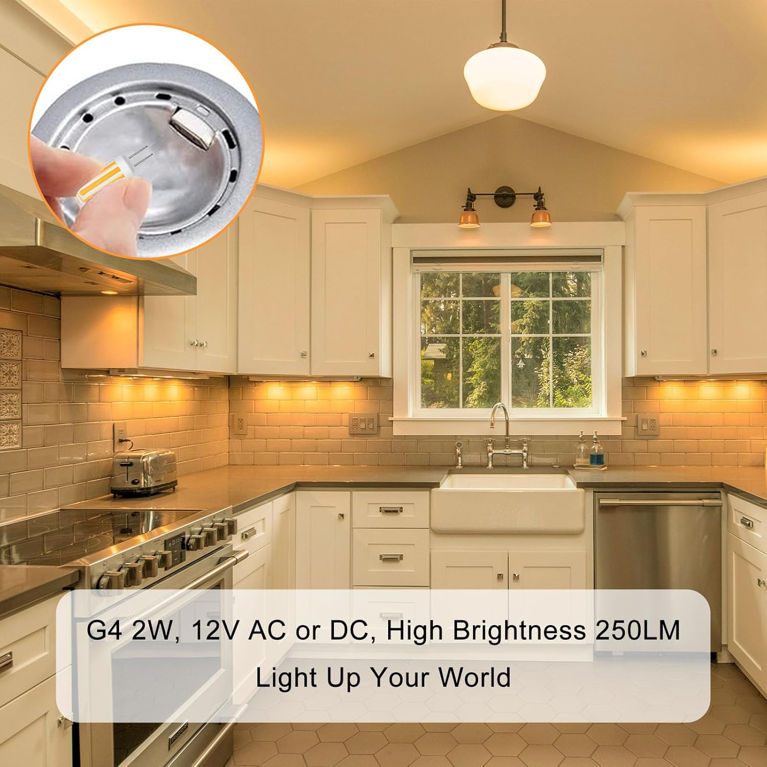 G4 12V LED Bulb 2W Low Voltage Landscape Lighting Halloween Decorations Equal 20W Halogen Warm White 3000K T3 JC Type Bi-Pin G4 Base for Under Cabinet Puck Light, Track Lighting （5 Pack）