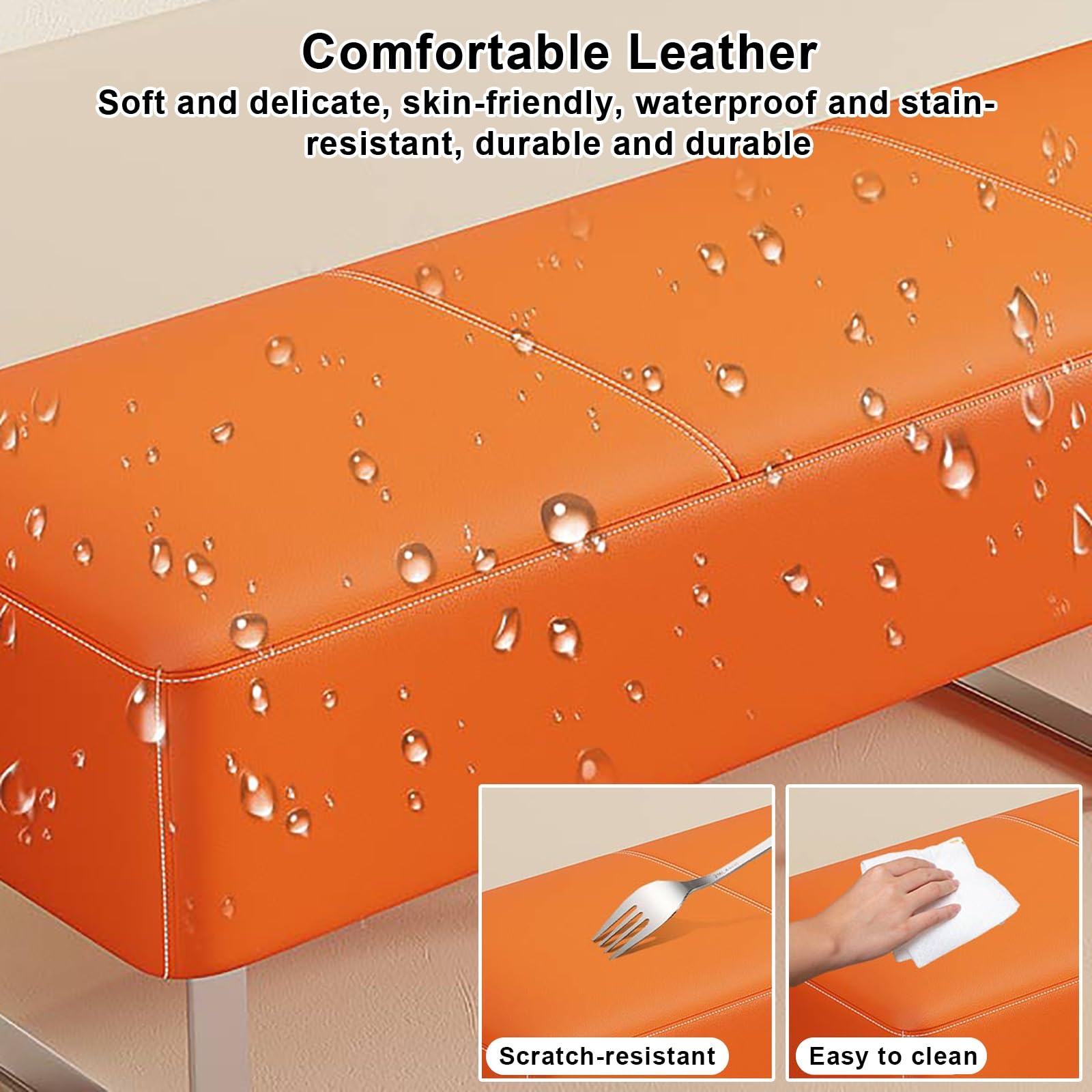 Elegante Empfangsbank aus braunem Kunstleder für Wartebereiche an Flughäfen und Krankenhäusern, zuverlässiges Sofa (150 x 40 x 40 cm) für Salons und Spas
