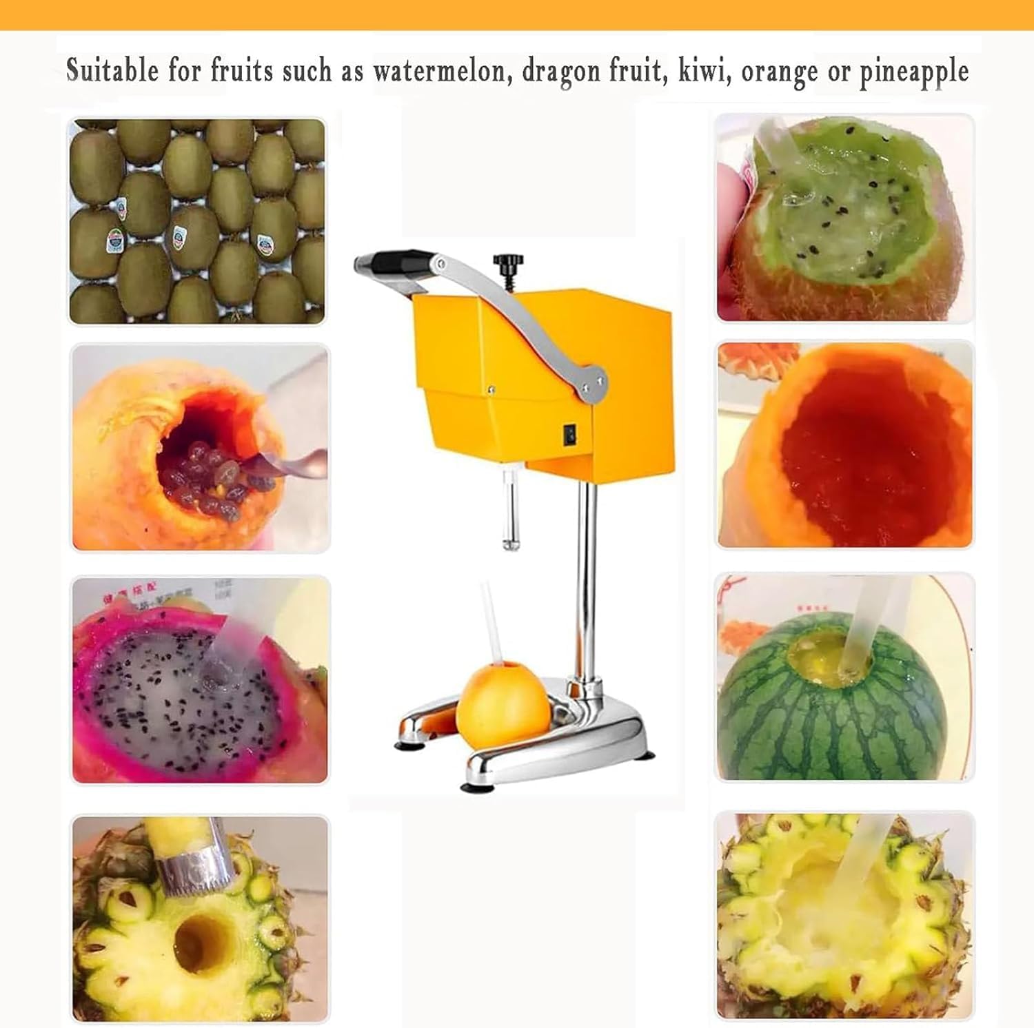 Electric Citrus Juicer Stainless Stee Commercial Orange Juice Squeezer for Oranges, Lemons, and Limes Easy to Clean, No Need to Peel, Countertop Small Kitchen Appliance