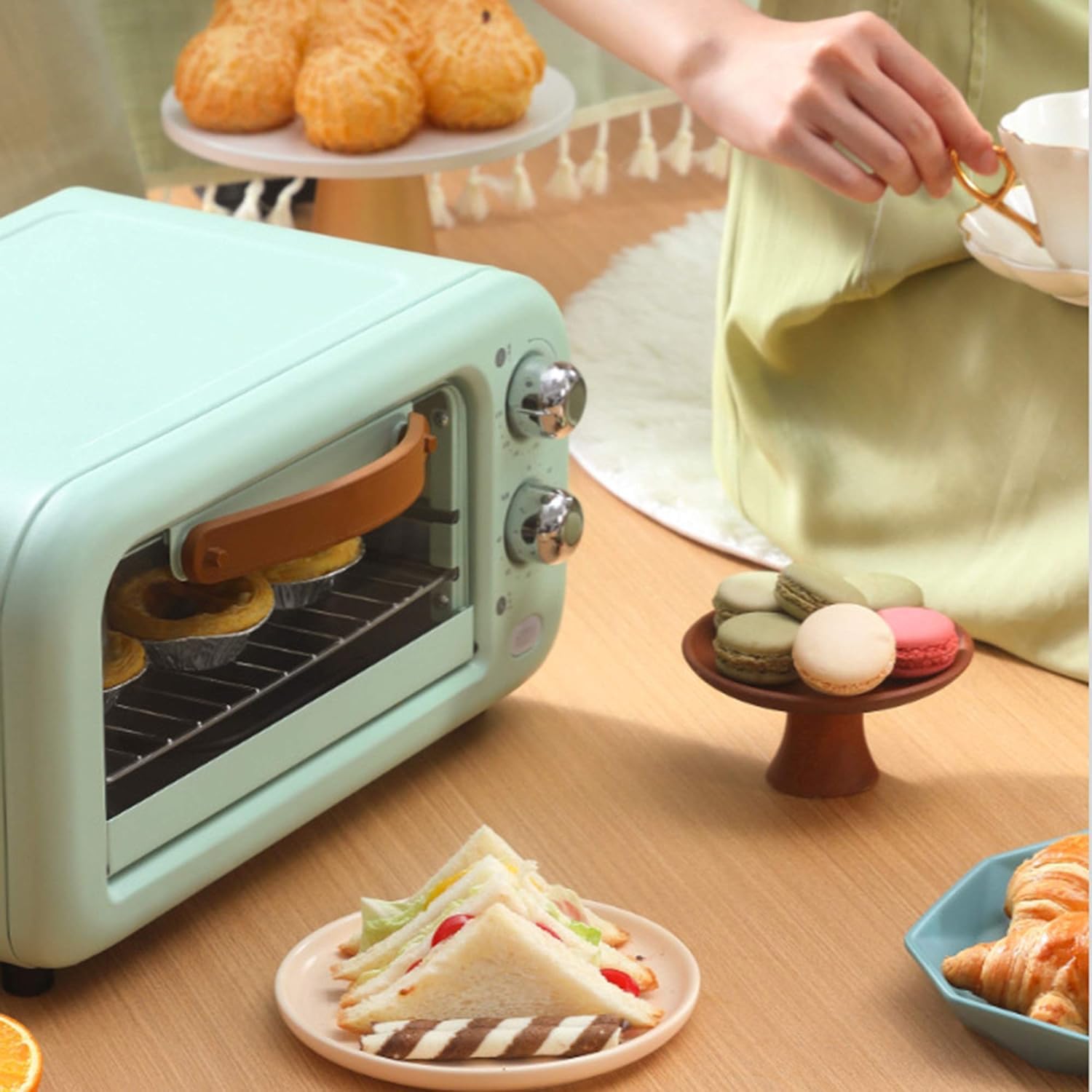 Elektryczny Piekarnik 12 L, Wielofunkcyjna Mała Brytfanna Z Blachą Do Pieczenia, Timer 60-minutowy, Regulacja 90~230 ℃, Automatyczne Wyłączanie, Piekarnik Do Użytku Domowego, Do Chleba