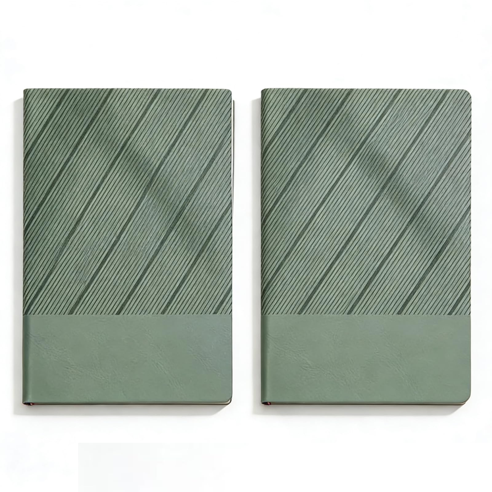 SZAXCCOM A5 Notebook PU Leather Journal Notepad with Ribbon Bookmark 80g Thick Paper 200 Pages Multi-Color Options for Business,School & Daily Use Matcha Green 2 Pack