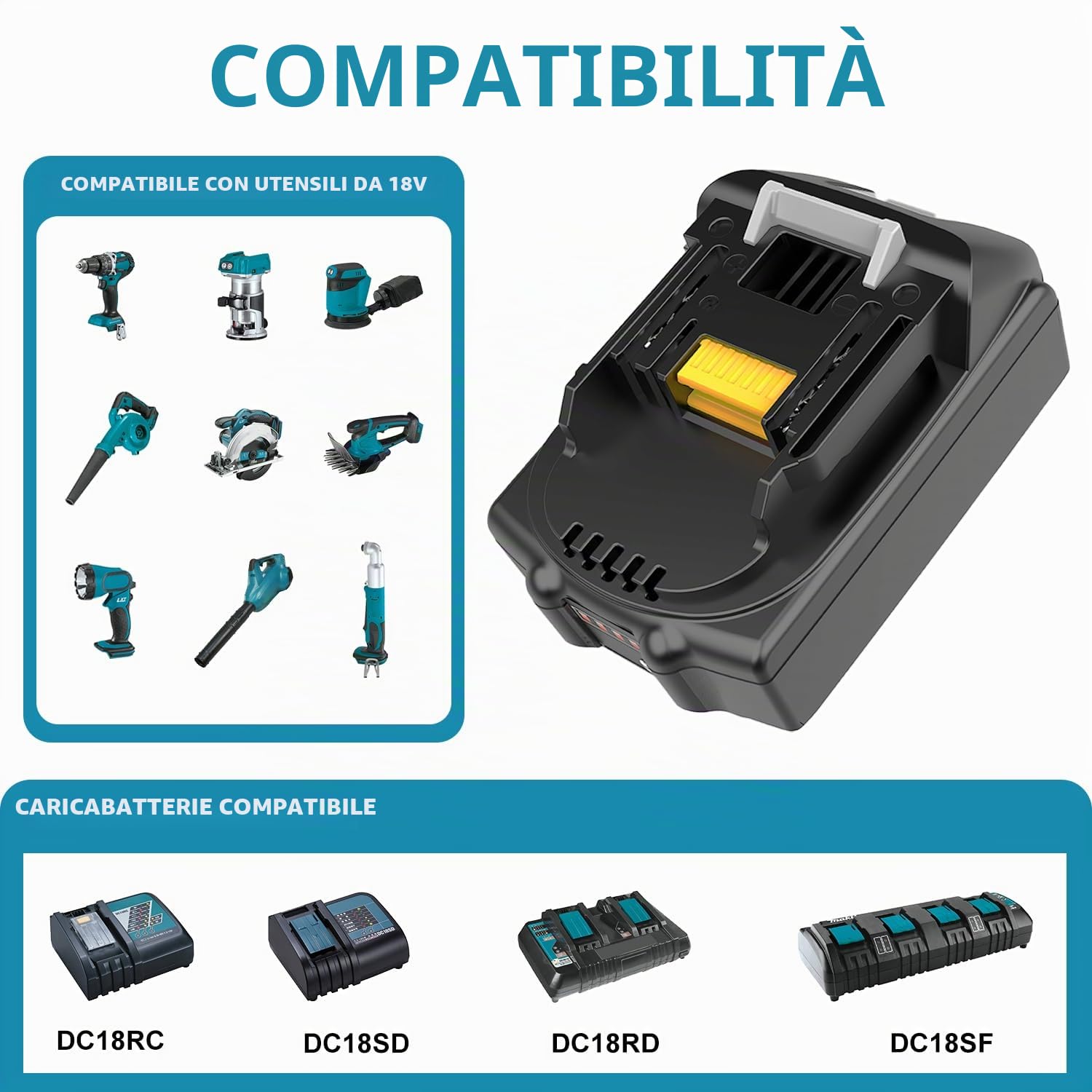 Energup 18V 3.5Ah BL1830B Batteria per Makita Batteria 18V BL1830 BL1815N