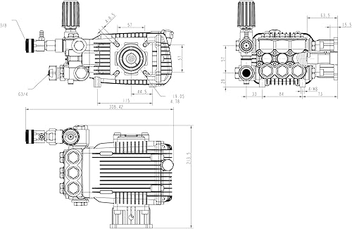 Miniatura 8 de Bomba de alta presión 3.1 GPM 3000 psi 6.5 HP con eje de 34 de pulgada para Cat General AR