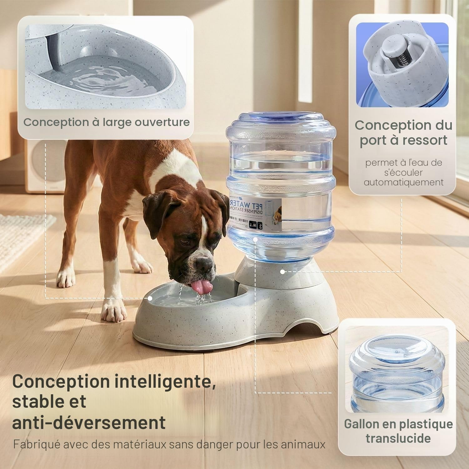 Flexzion Gravity Distributeur d'eau pour Chiens et Chats (10 litres) Abreuvoir Automatique pour Chiens et Chats de Petite et Grande Race