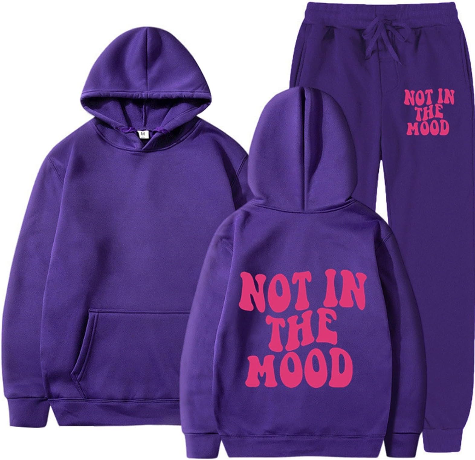 Men Tracksuit Set Back Print Basic Hoodies & Jogger Sets Full 2 Piece Tracksuits Casual Hooded Sweatshirts and Sweatpants Outfits Gym Jogging Bottoms Active Sets Autumn Winter Warmth Hoodie Suits