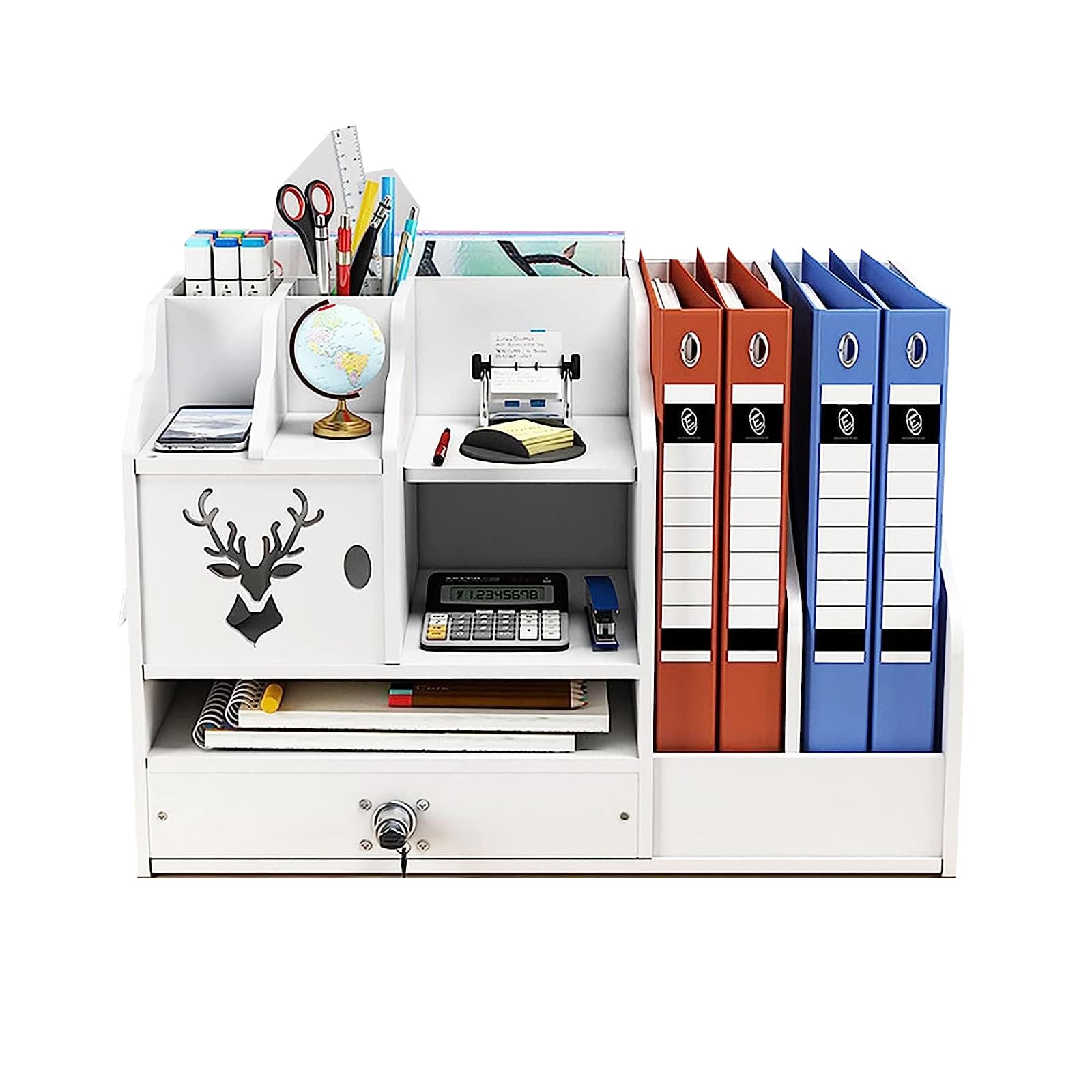 Catekro Organizador Escritorio Blanco, Gran Capacidad Organizador, Escritorio Multifuncional Oficina Accesorios Papeleria, Organizador Oficina, Adecuado Para el Hogar, La Oficina y la Escuela