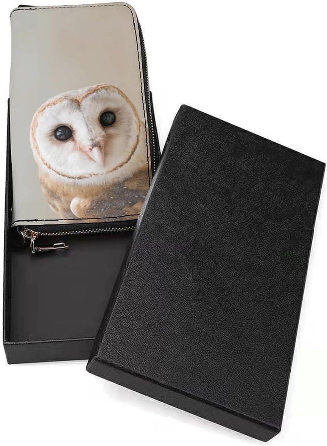 Funny Owl Long Wallet Multi-card Slot Wallet Large Capacity Long Purse Zip Wristlet Purse,Women Men