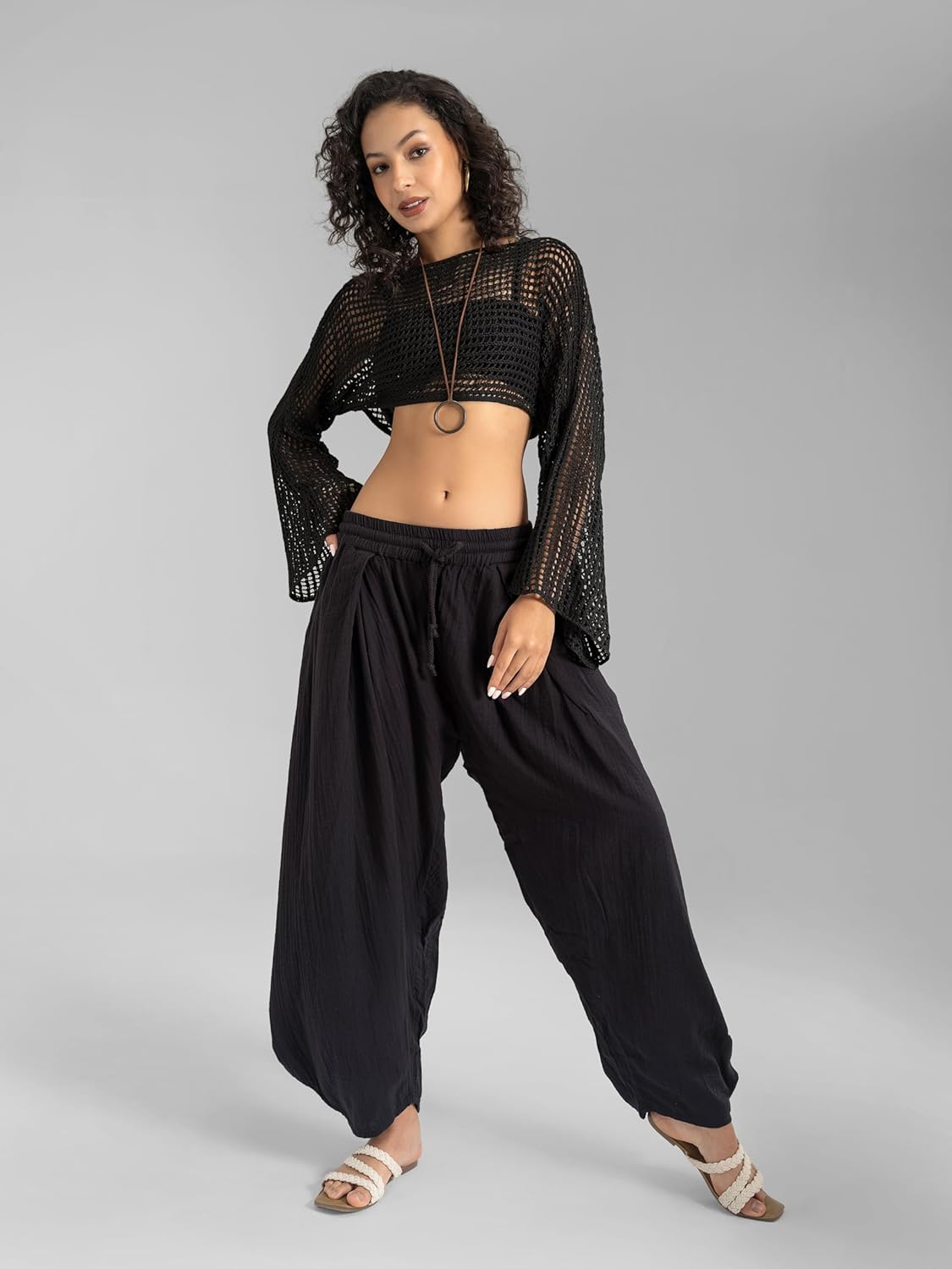 The Veshti Company Women's Bangkok Barrel Harem Pants | Cotton Boho Joggers - Yoga, Dance, Travel & Lounge - Image 3