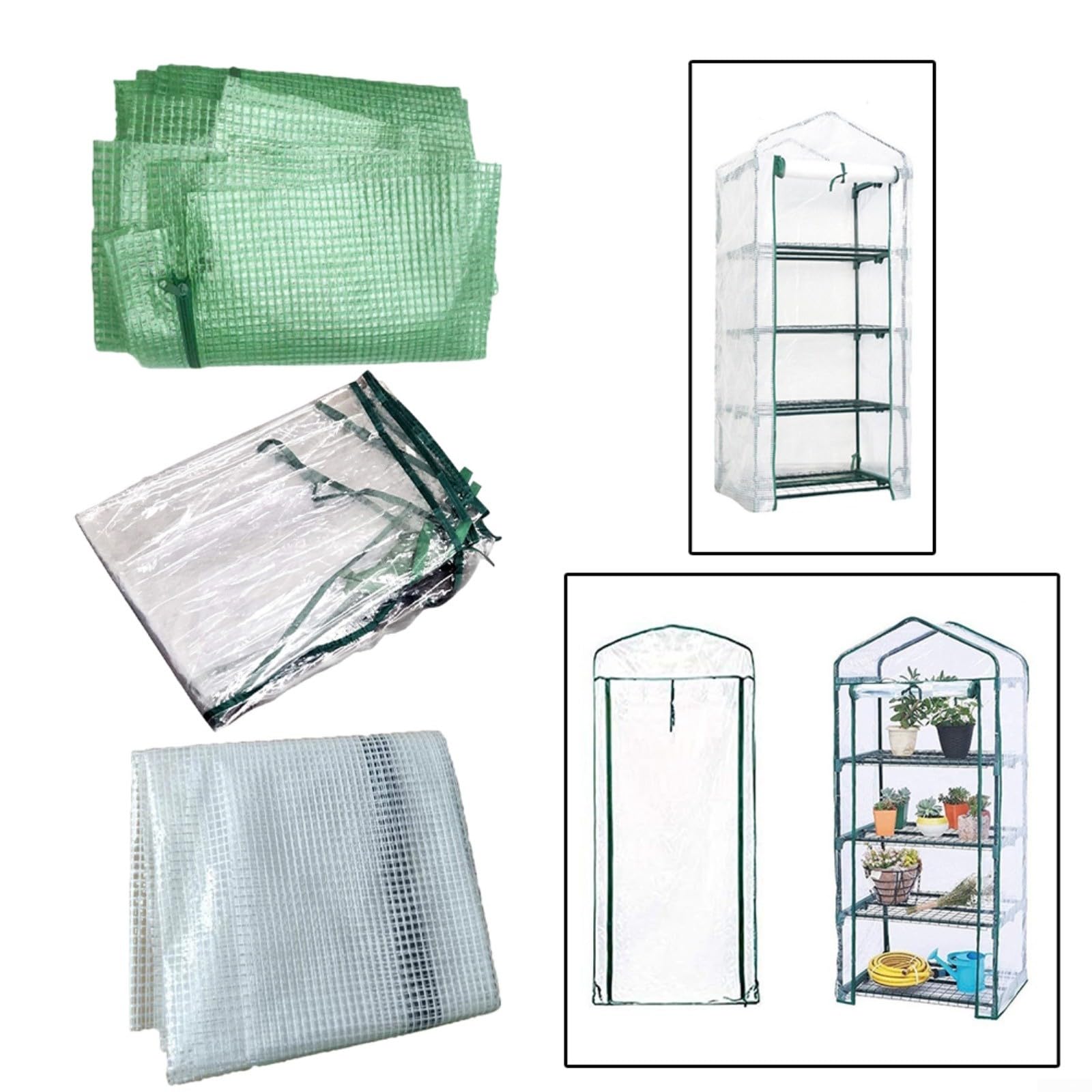 Cubierta de repuesto para invernadero de 4 niveles, invernadero interior, 69 x 49 x 158 cm, protector de plantas de PVC transparente para jardín, balcón, terraza (blanco)
