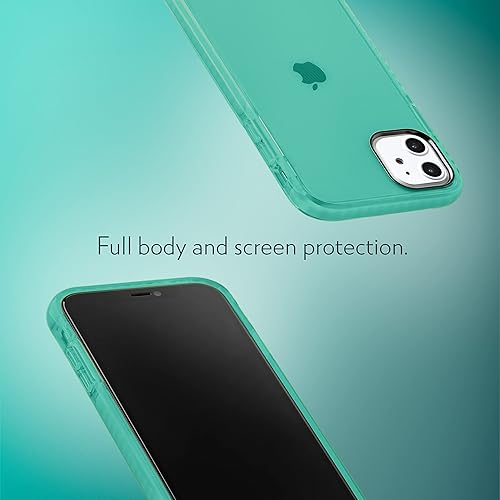 Miniatura 3 de SteepLab Funda de barrera para iPhone 11, protección de 360 grados que absorbe impactos con bisel elevado y colores llamativos (azul turquesa